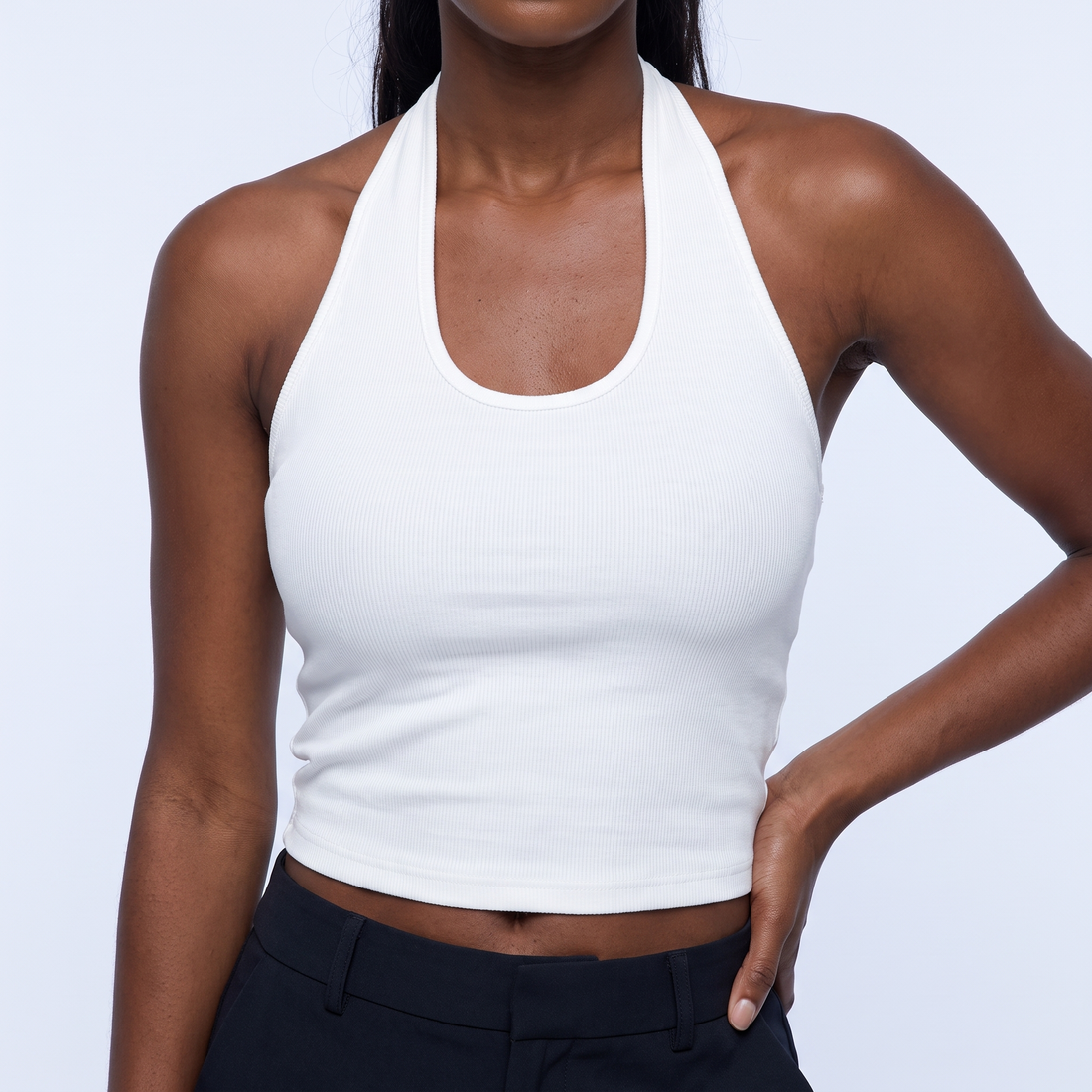 Ribbed Halter Crop Top – image 2 of 4