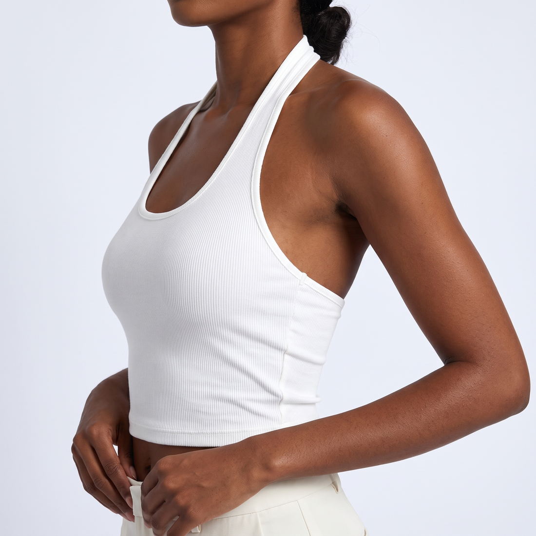 Ribbed Halter Crop Top – image 3 of 4