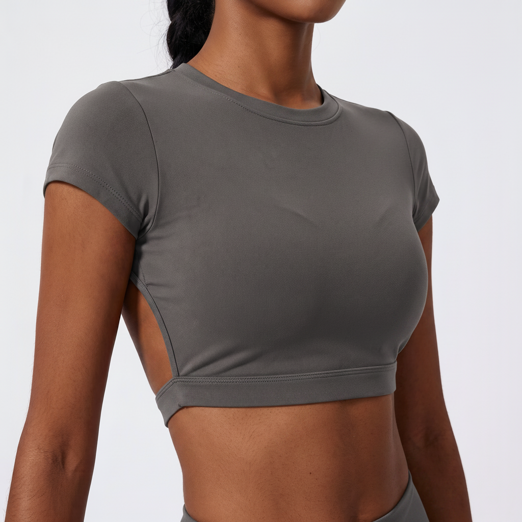 Backless Training Crop Top in Grey – image 8 of 11