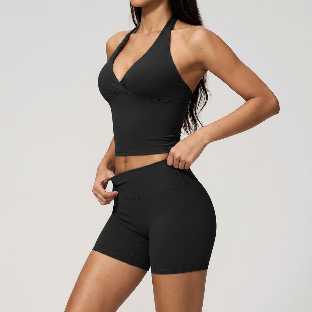 Backless Vest & Shorts Set in Black – image 7 of 7
