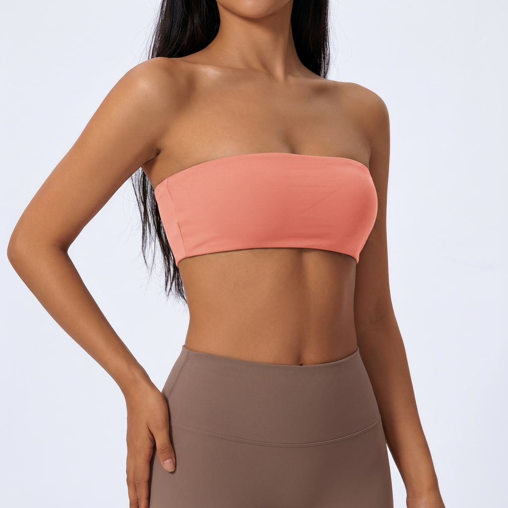 Bandeau Sports Bra in Coral Pink – image 7 of 11
