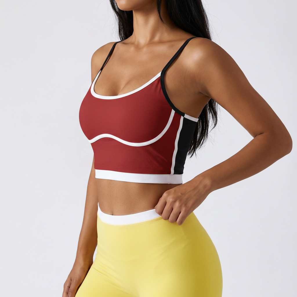 Colour-Block Sports Bra in Red – image 4 of 11