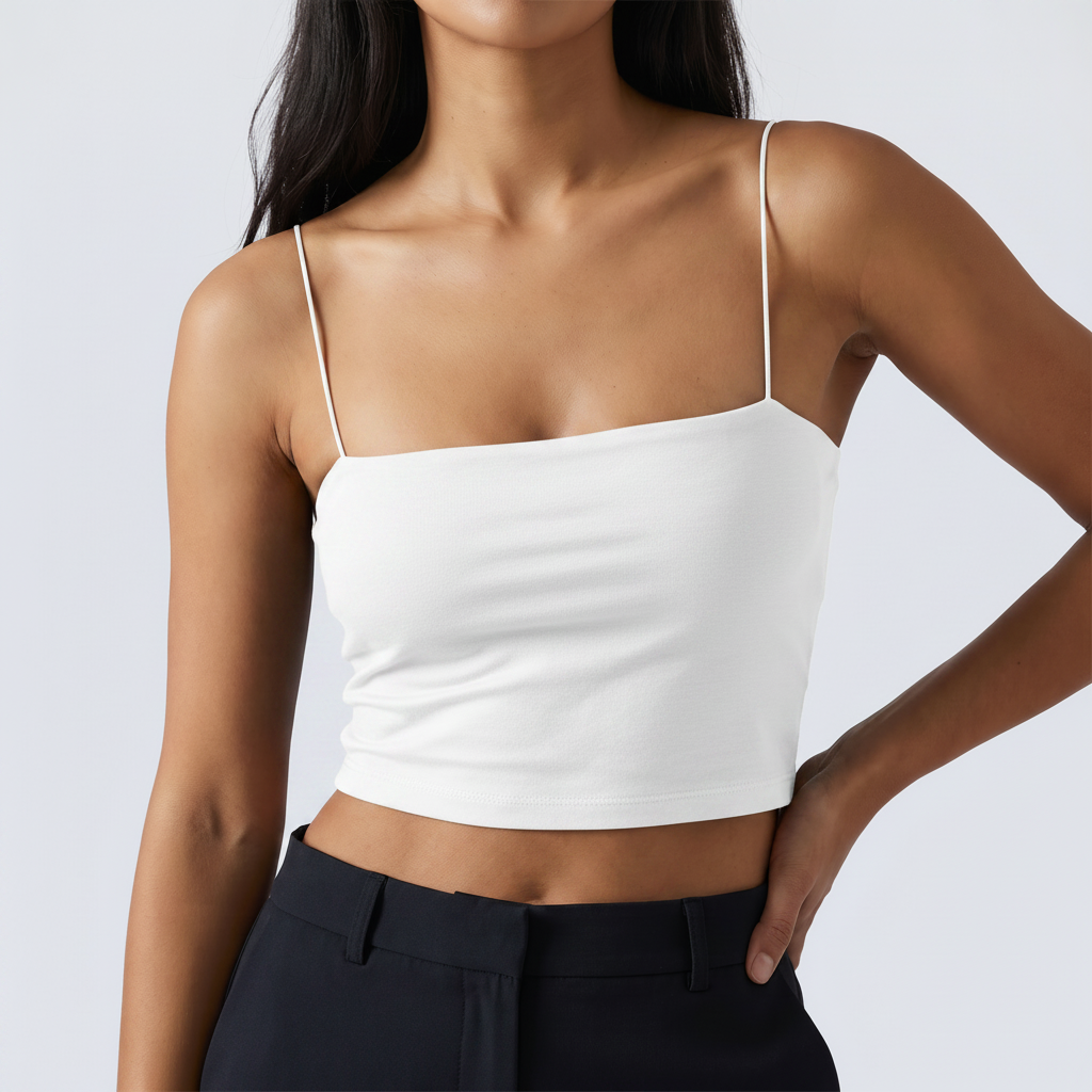 Cotton Cami Crop Top in White – image 4 of 6