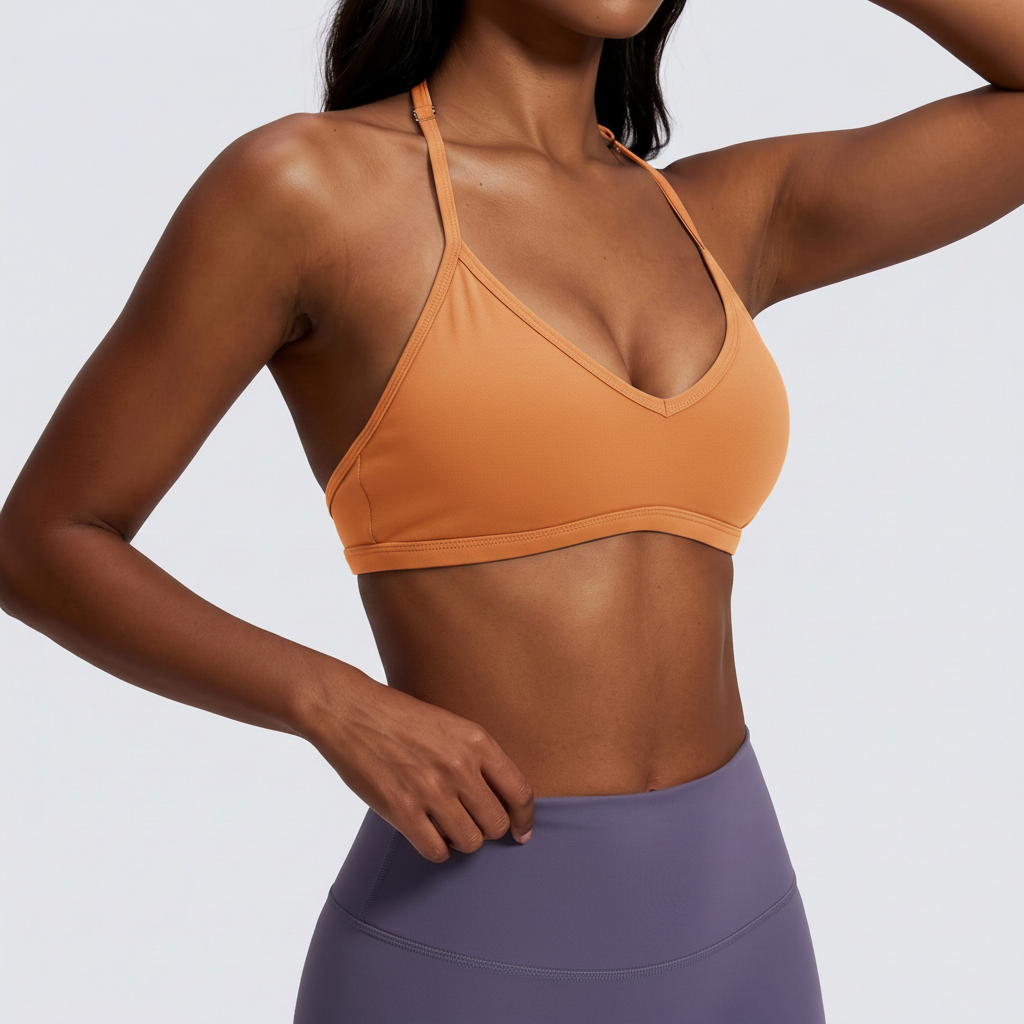 Halter Neck Sports Bra in Sunlit Orange – image 5 of 12