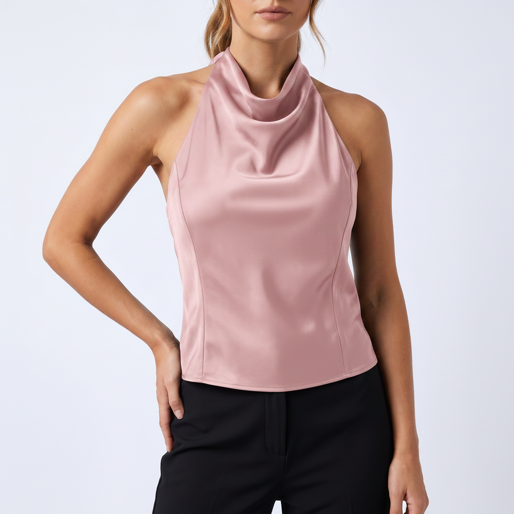 Halter Satin Corset Top in Pink – image 12 of 16