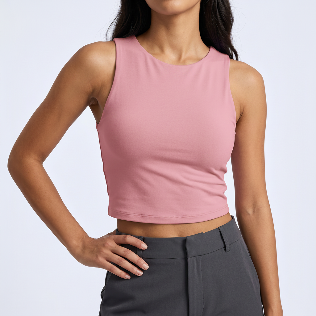 O-Neck Sleeveless Top in Pink – image 4 of 8