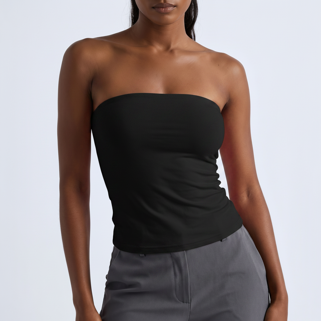 Open-Back Knit Bandeau in Black – image 6 of 6