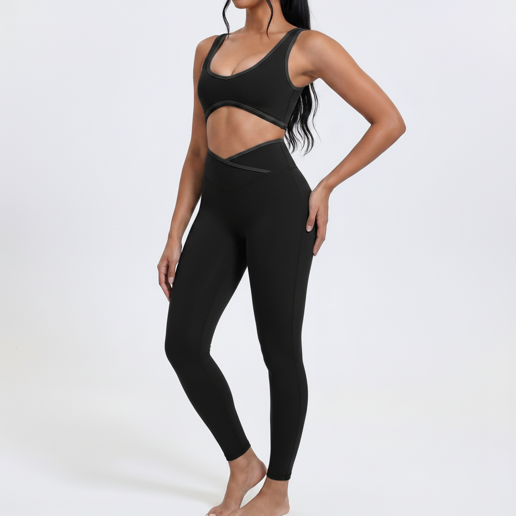 Padded Bra & Leggings Set in Black 2 – image 5 of 6