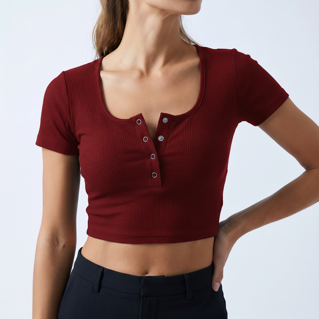 Short Sleeve Crop Tee in Red – image 4 of 4