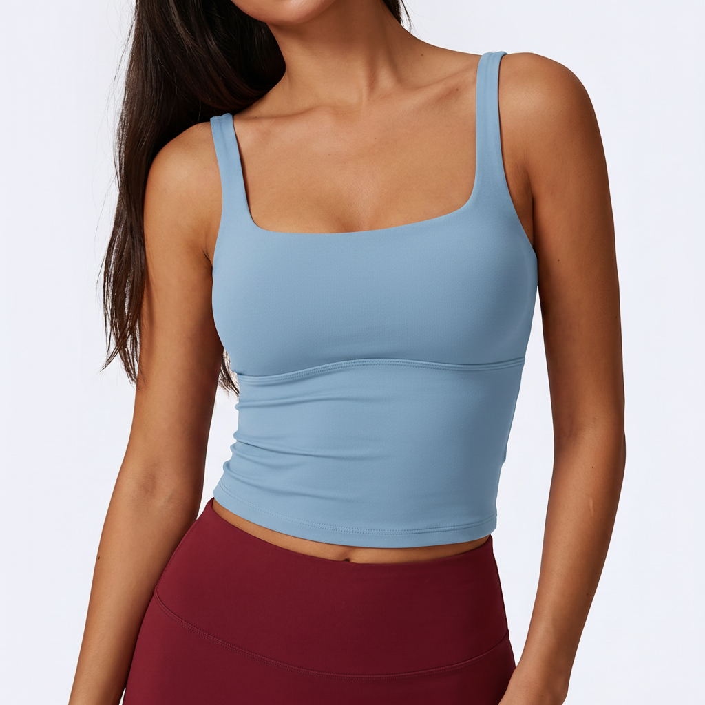 Square Neck Sports Bra in Light Blue – image 5 of 9
