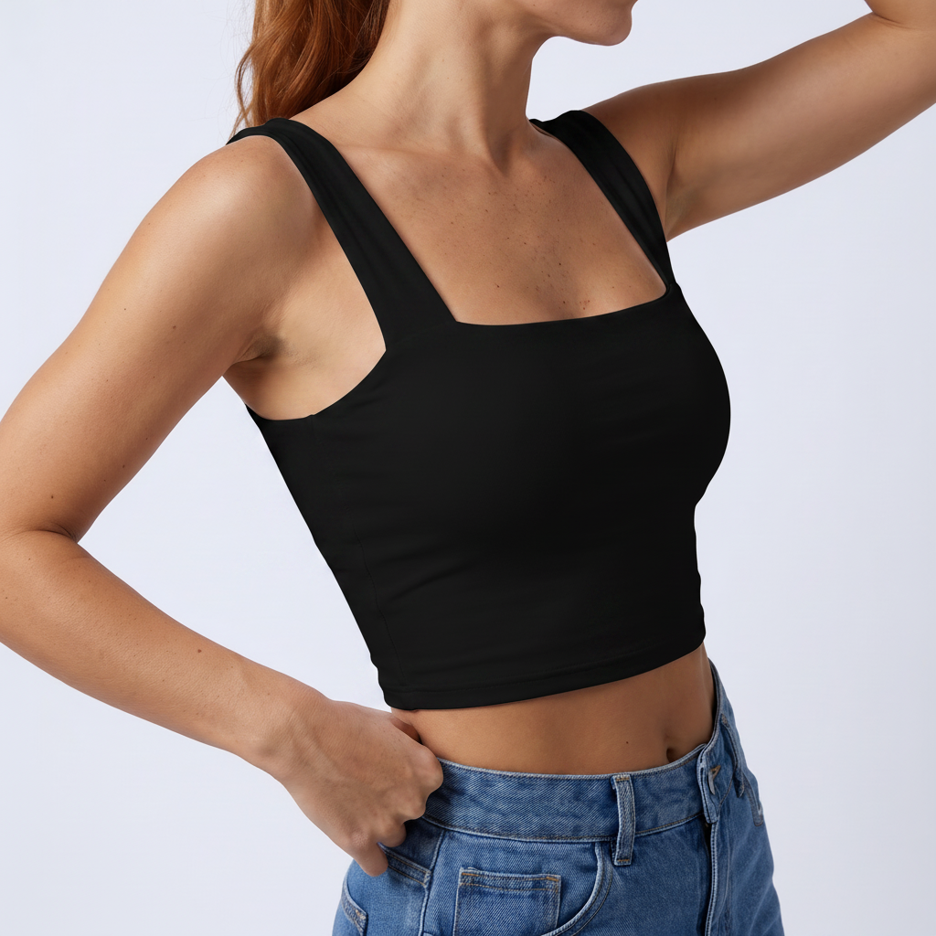 Square Neck Crop Top in Black – image 6 of 6