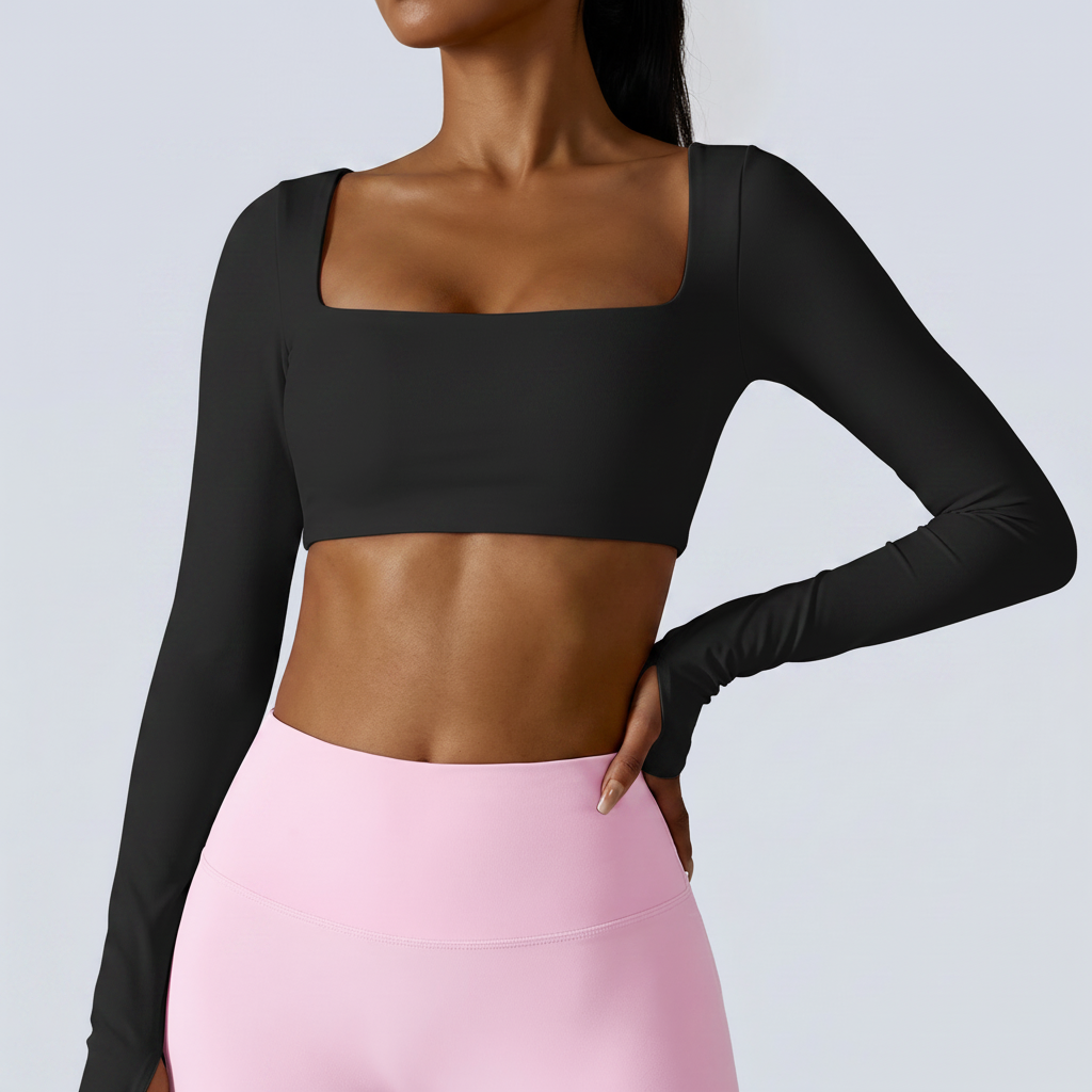 Square Neck Training Top in Black – image 8 of 8