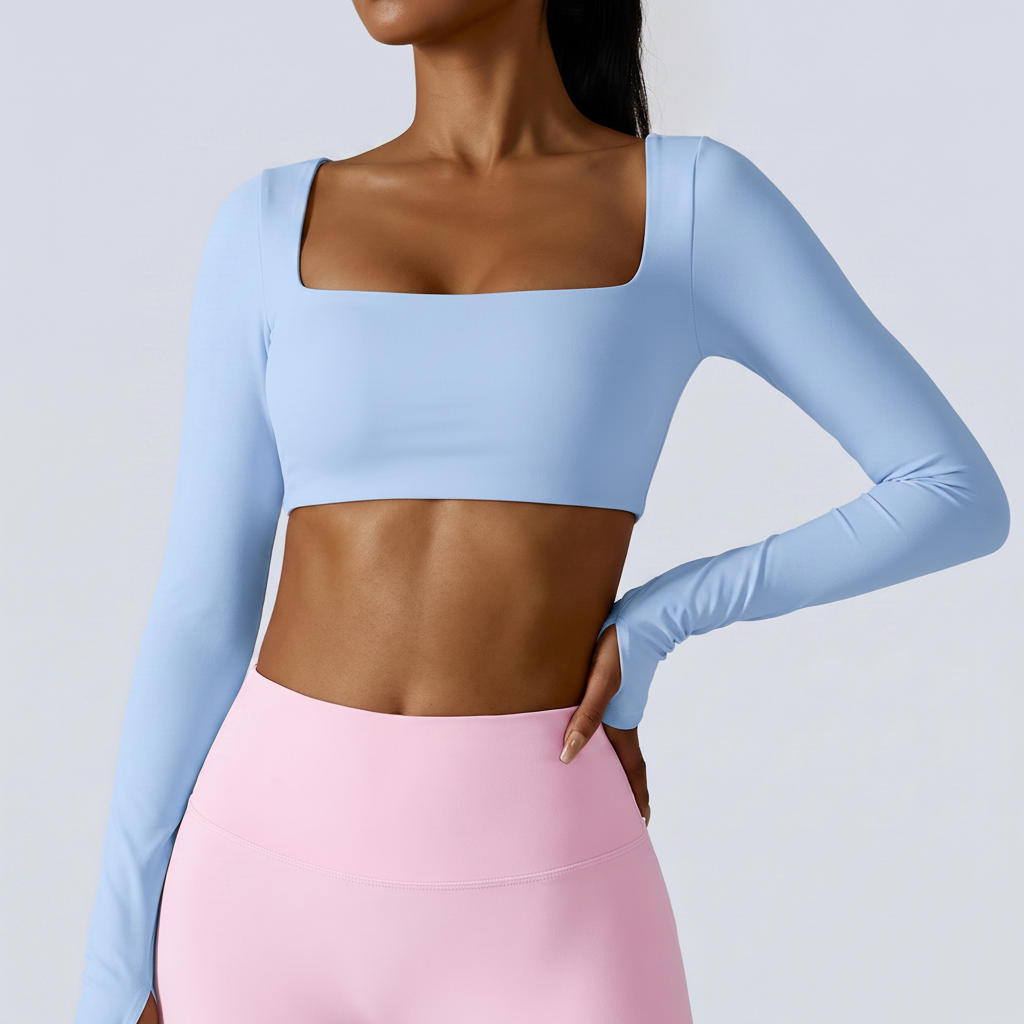 Square Neck Training Top in Sky Blue – image 7 of 8
