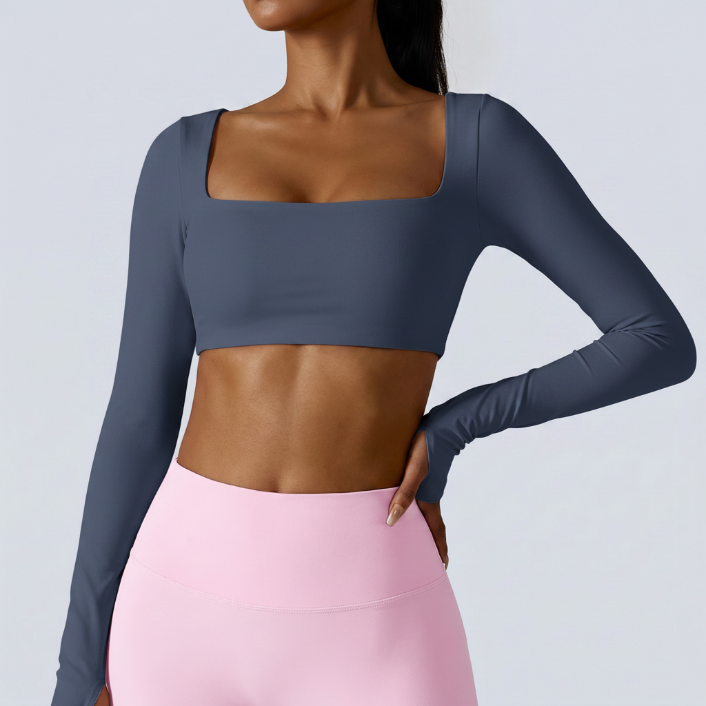 Square Neck Training Top in Dark Blue – image 4 of 8