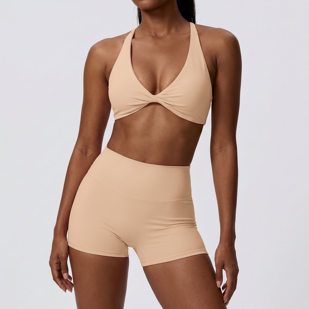 Strappy Bra & Shorts Set in Sand – image 4 of 8