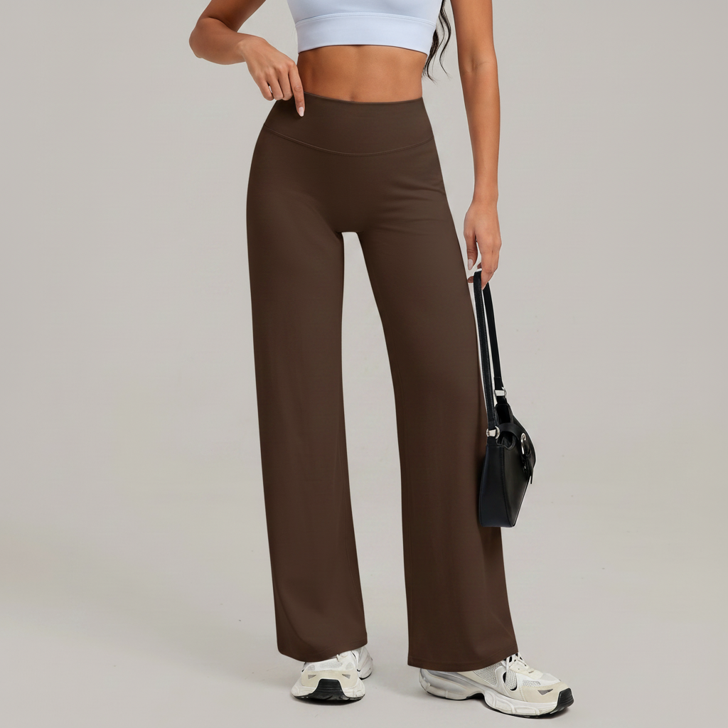 Wide Leg Yoga Trousers in Coffee – image 4 of 11