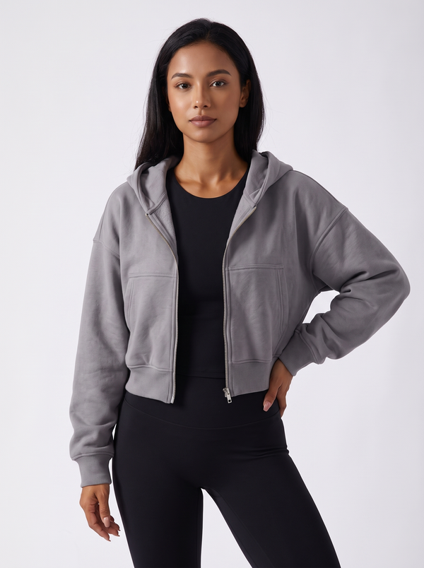 Cropped Zip Hoodie