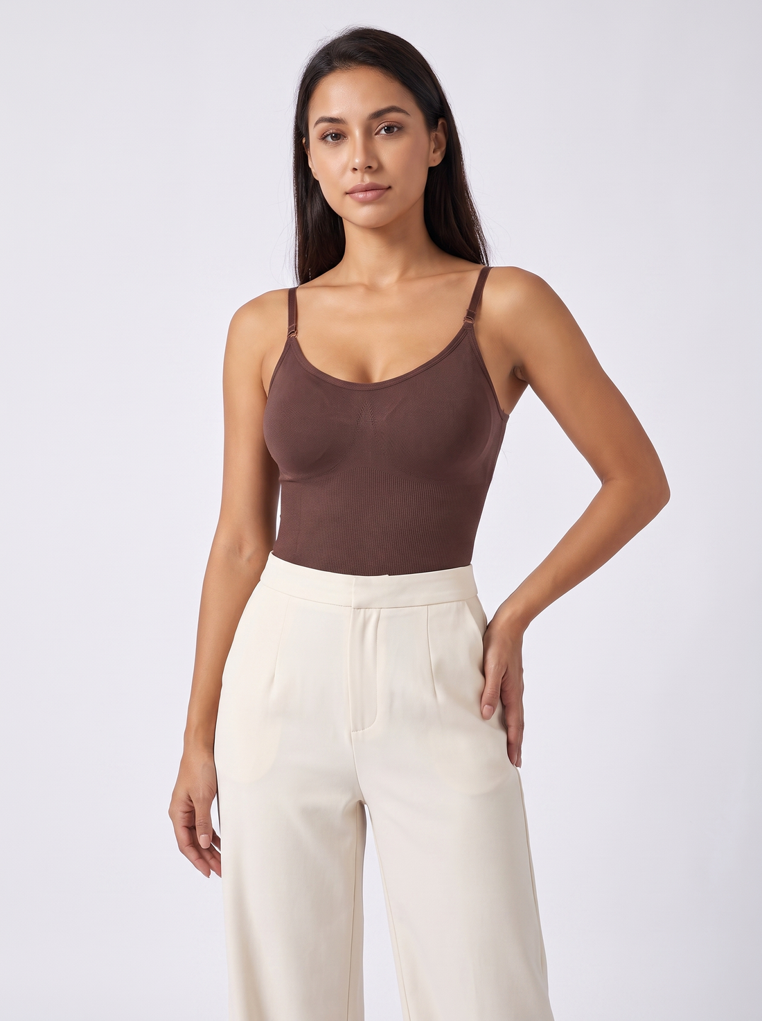 Compression Shaping Bodysuit in Brown – image 1 of 5
