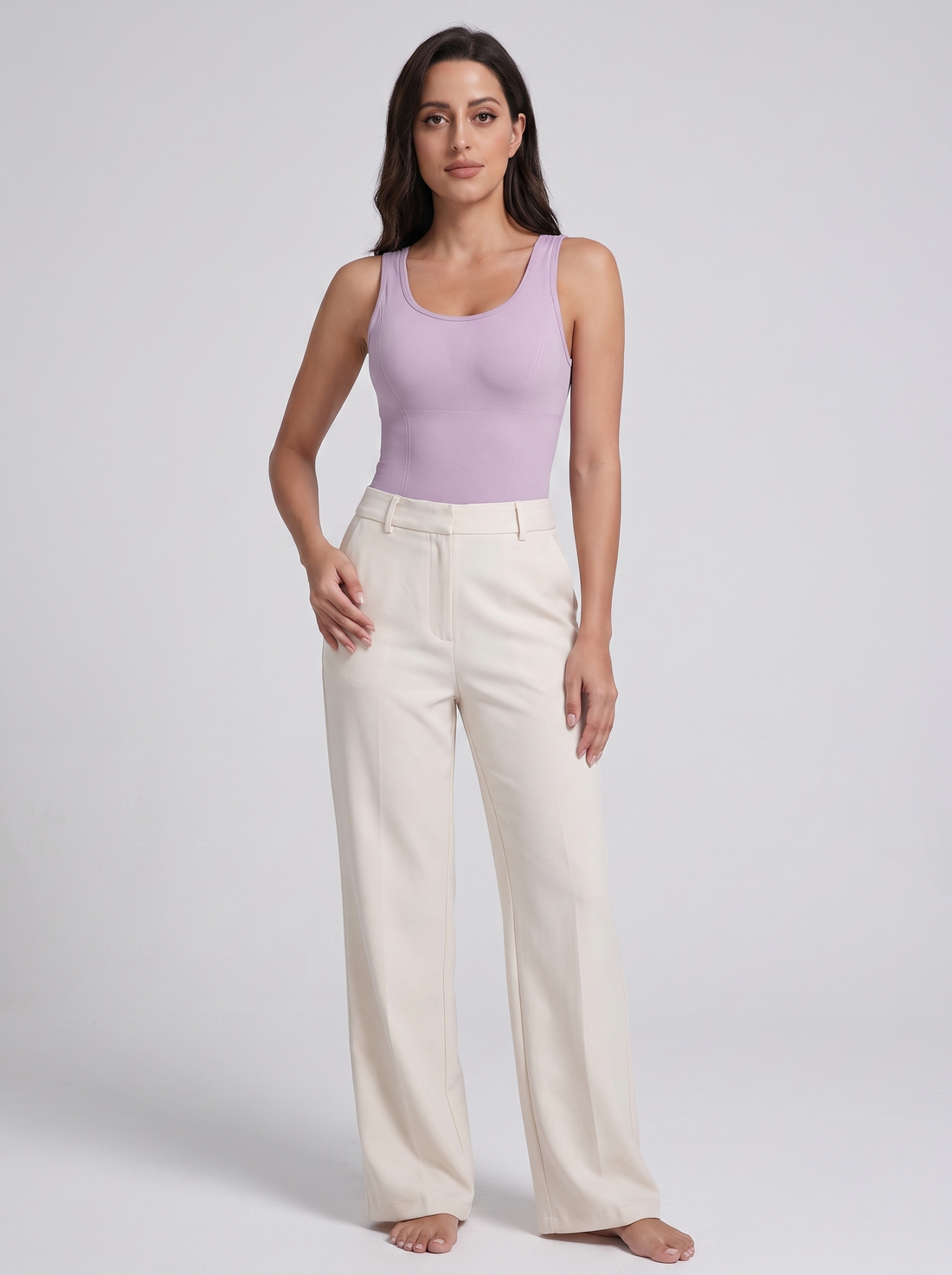 Zip-Front Waist Shaping Bodysuit in Purple – image 1 of 4