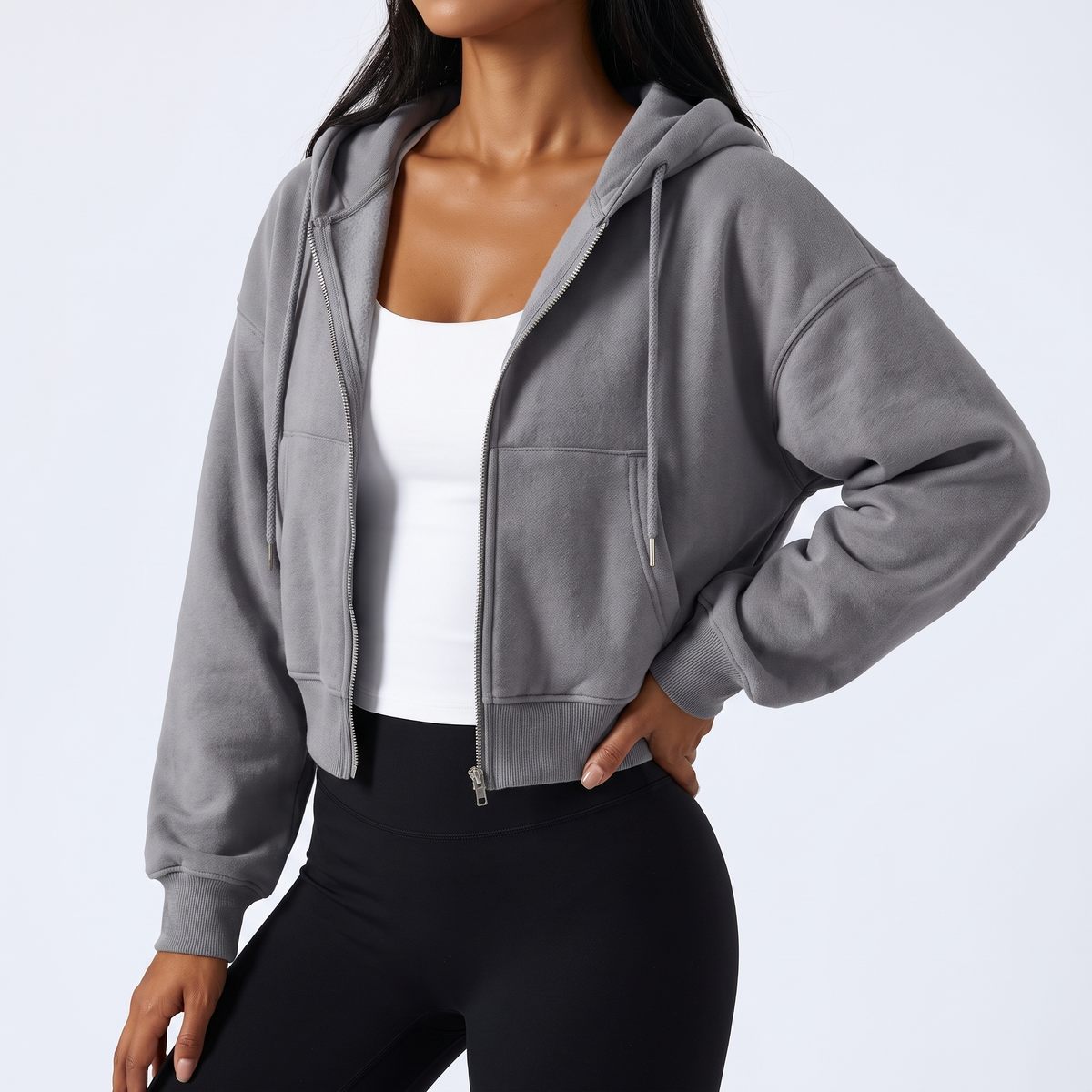 Cropped Zip Hoodie - alternate view