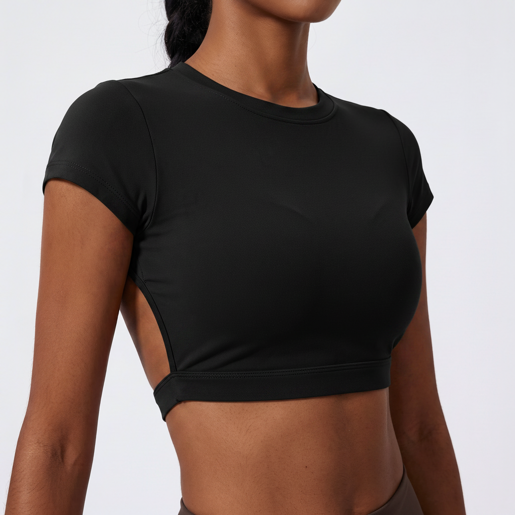 Backless Training Crop Top in Black &ndash; image 7 of 11