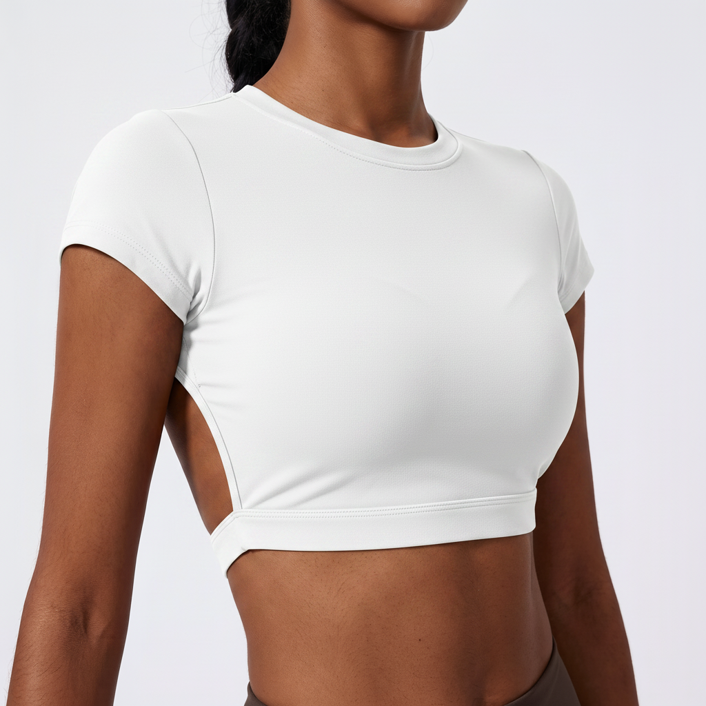 Backless Training Crop Top in White &ndash; image 6 of 11
