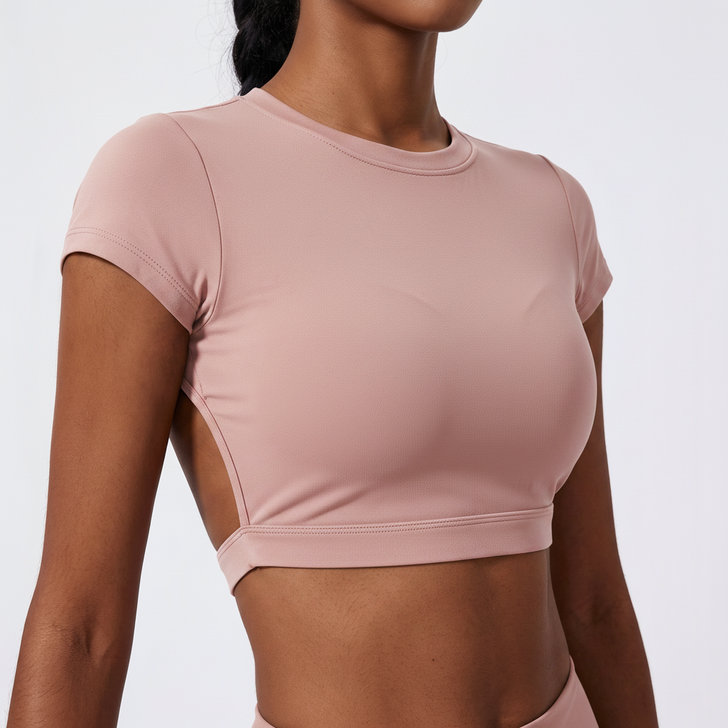 Backless Training Crop Top in Rose &ndash; image 5 of 11