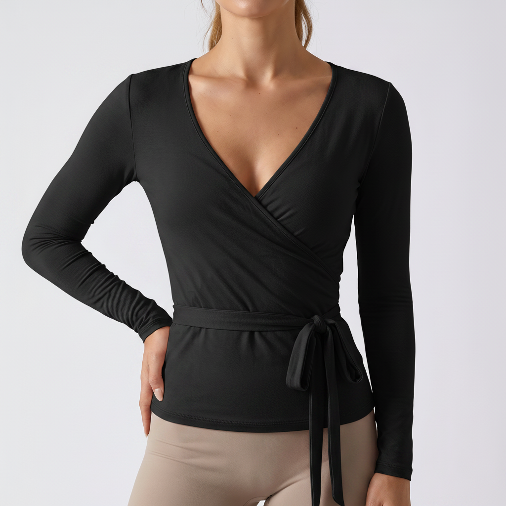 Ballet Wrap Training Top in Black &ndash; image 7 of 9
