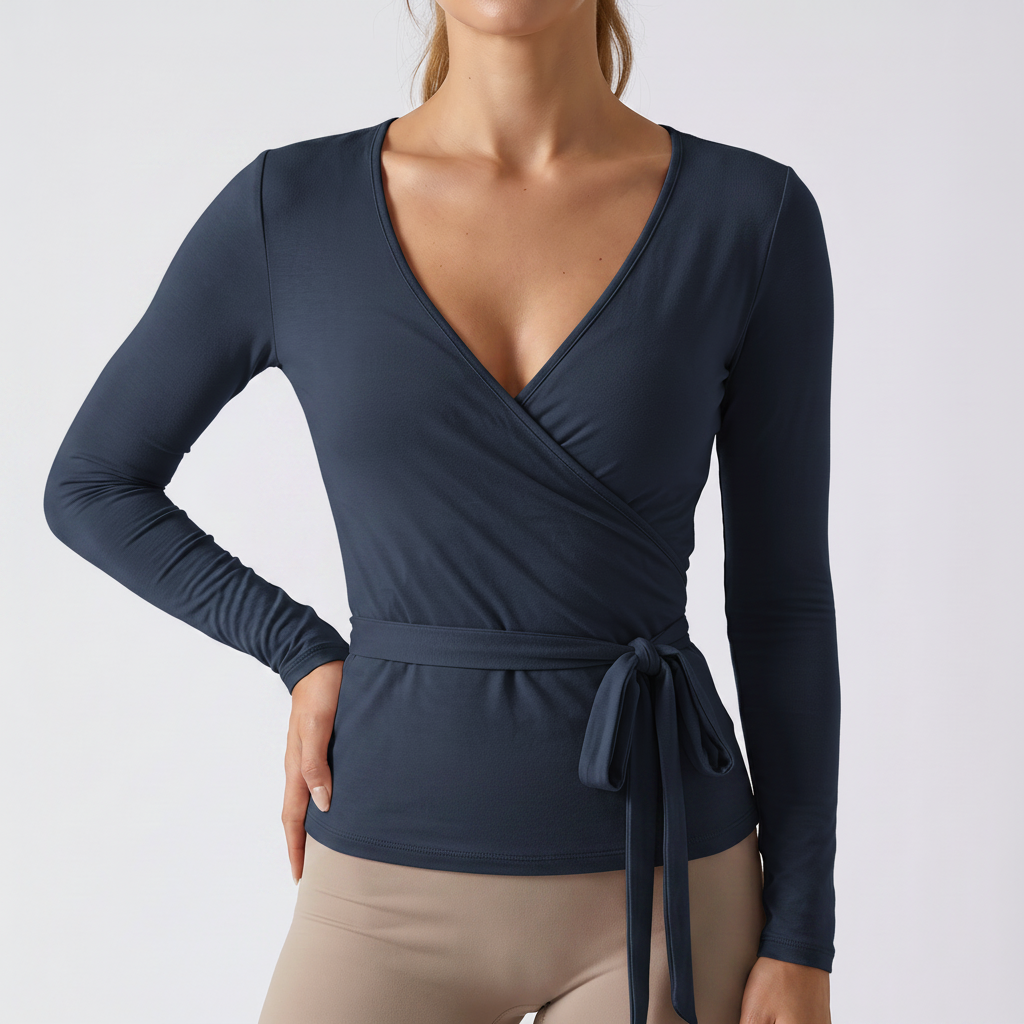 Ballet Wrap Training Top - Navy Blue