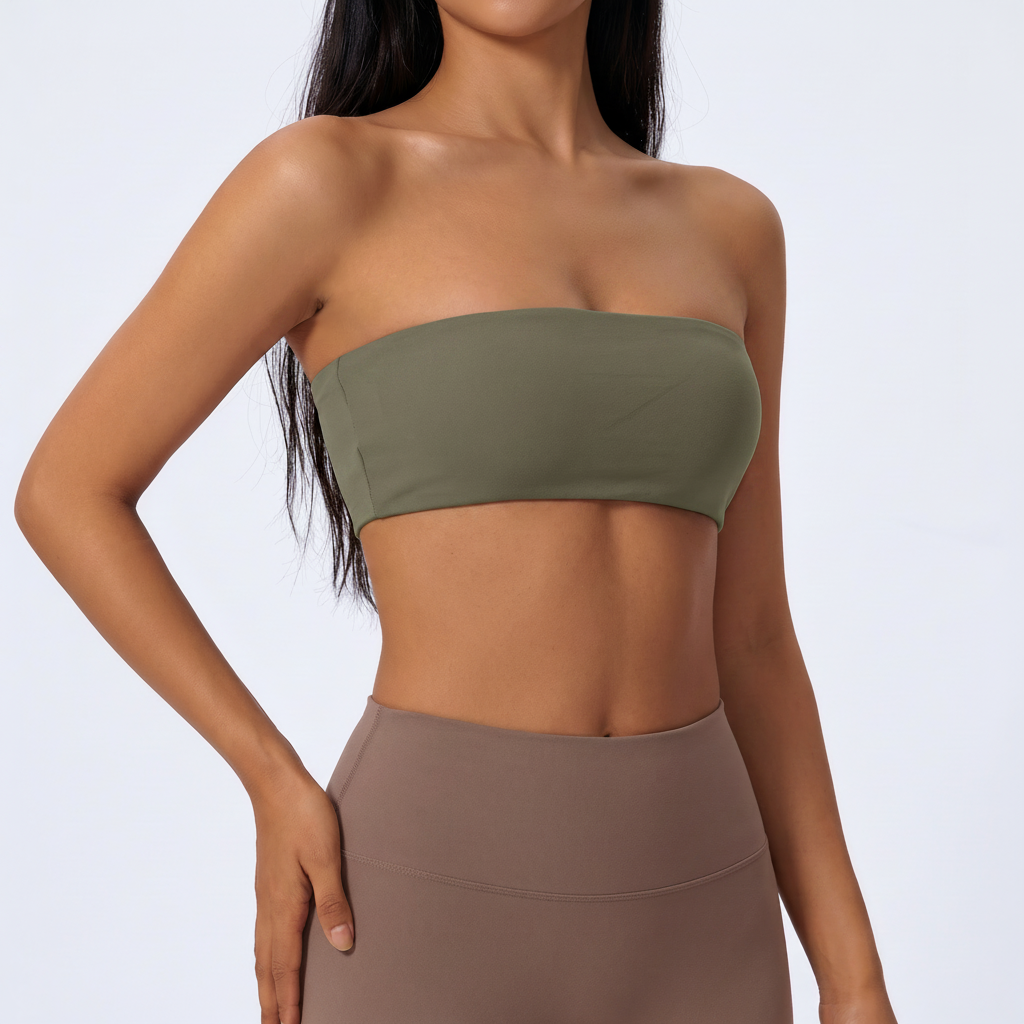 Bandeau Sports Bra in Army Green &ndash; image 8 of 11