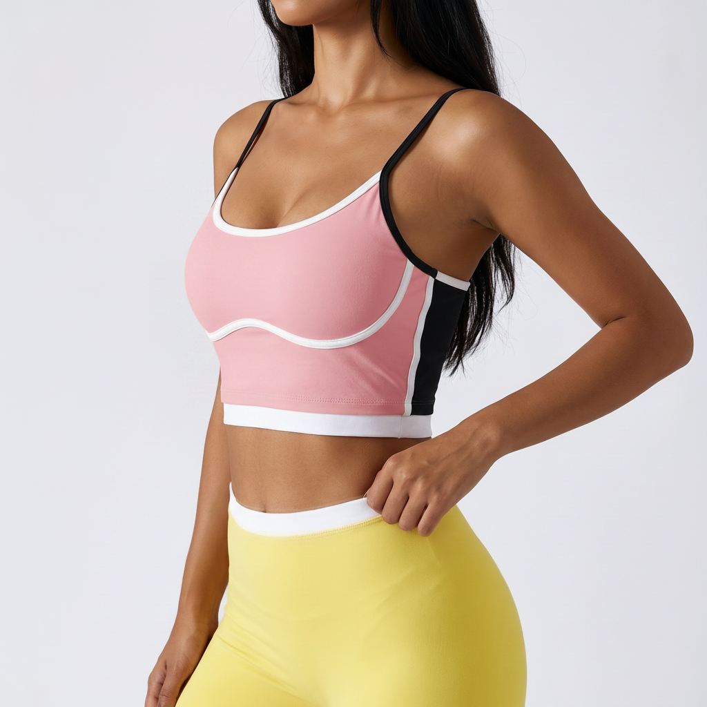 Colour-Block Sports Bra - Pink
