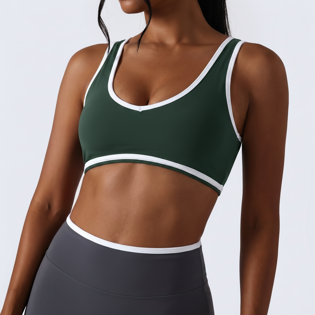 Contrast Brushed Sports Bra in Dark Green &ndash; image 4 of 7