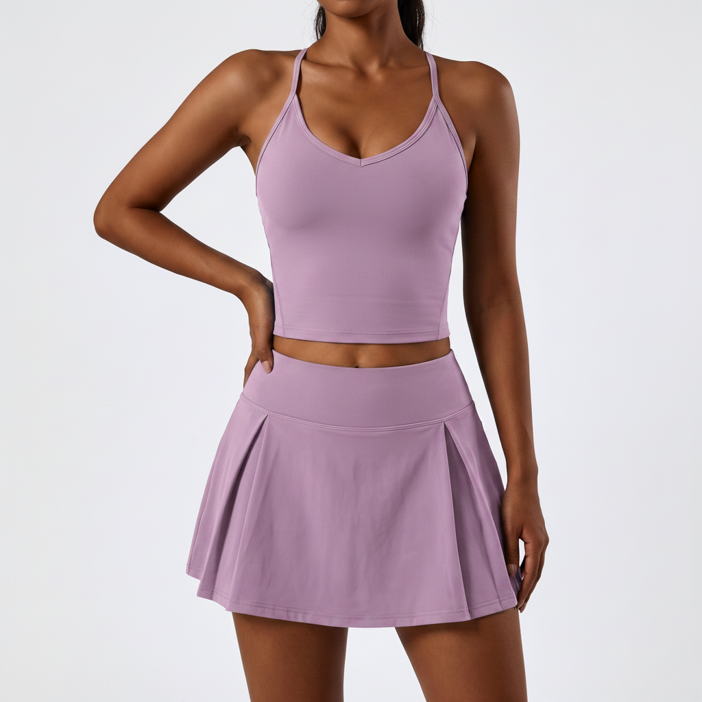Crop Top & Skort Set - Lavender Purple