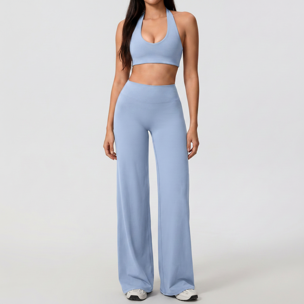 Halter Bra & Trousers Set - Cloud Blue
