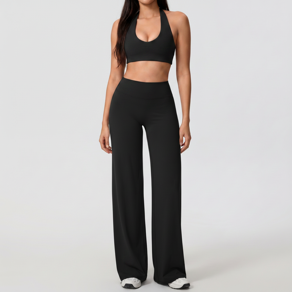 Halter Bra & Trousers Set in Black &ndash; image 5 of 10