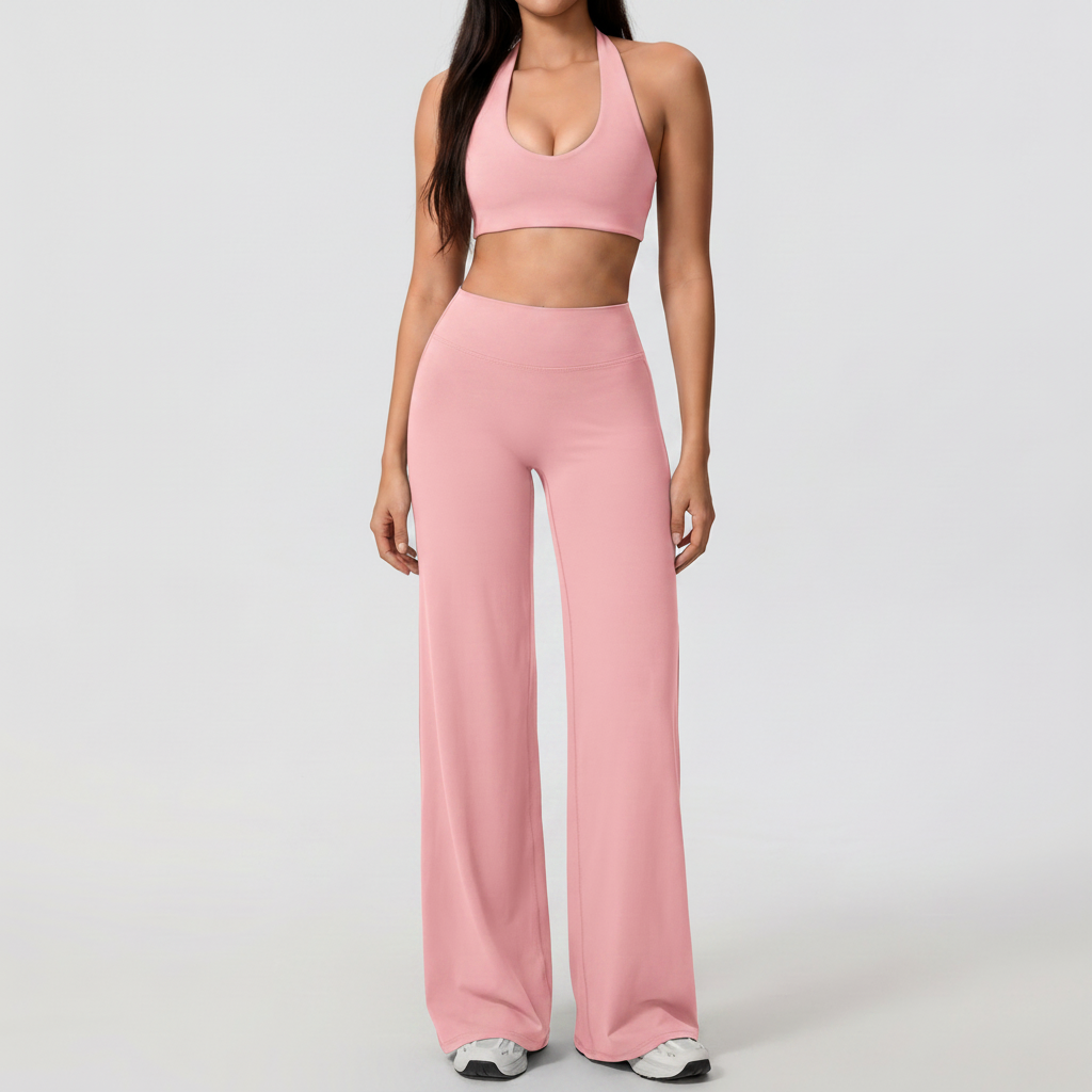 Halter Bra & Trousers Set in Pink &ndash; image 6 of 10