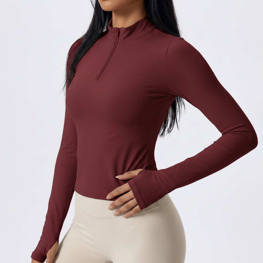 Half-Zip Training Top in Wine &ndash; image 6 of 7