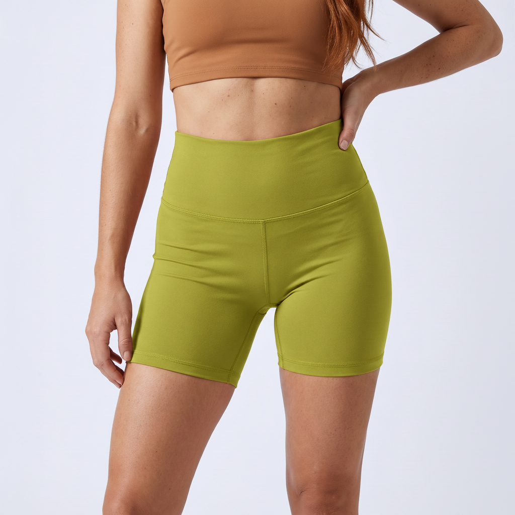High-Waist Biker Shorts in Yellow Green &ndash; image 8 of 31