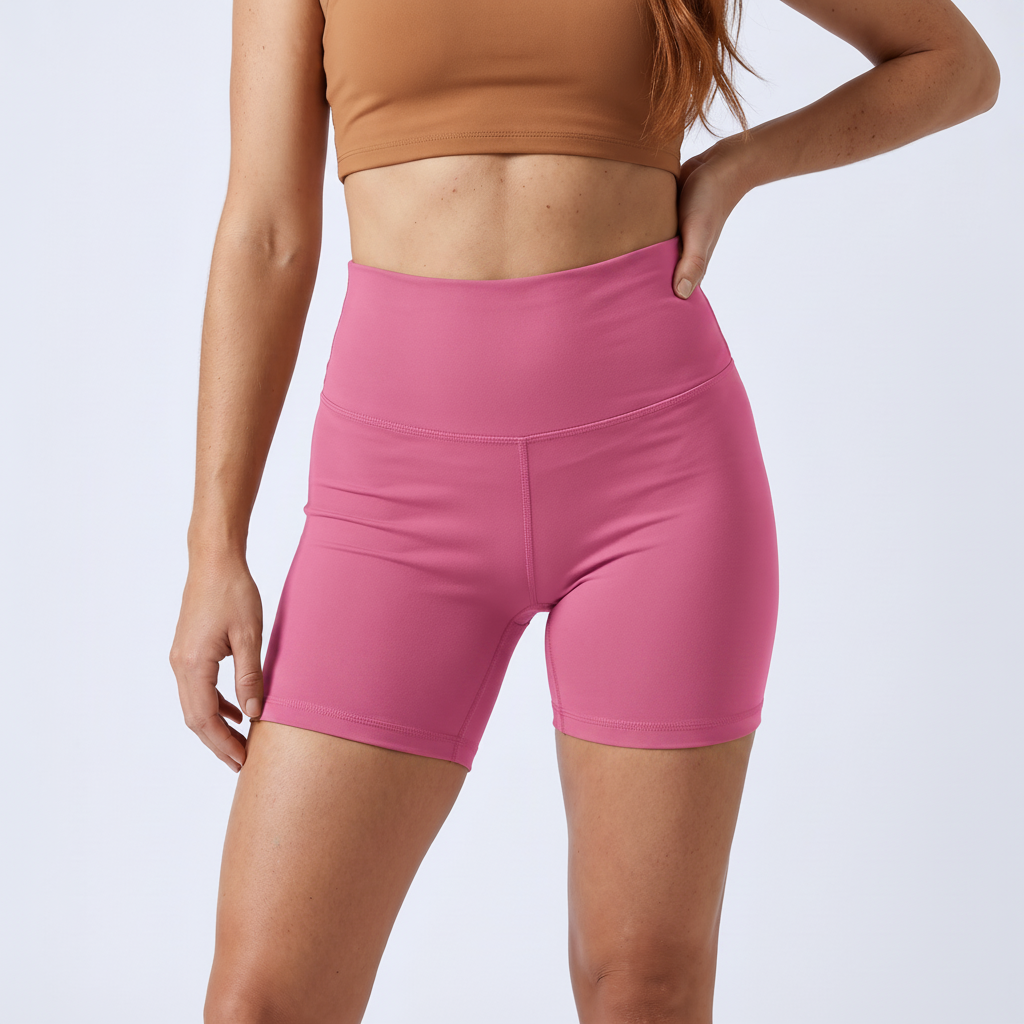 High-Waist Biker Shorts in Rhododendron Pink &ndash; image 15 of 31