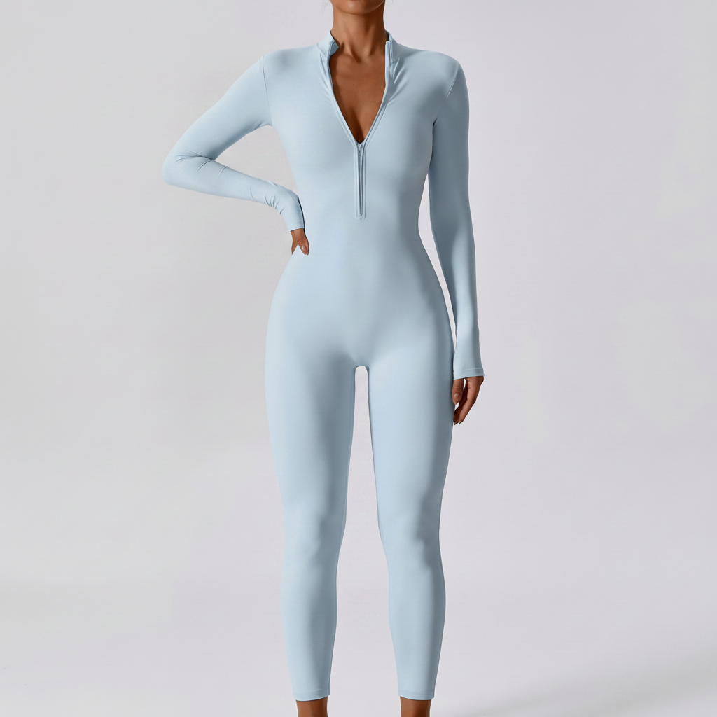 Long Sleeve Yoga Jumpsuit in Haze Blue-C &ndash; image 6 of 8
