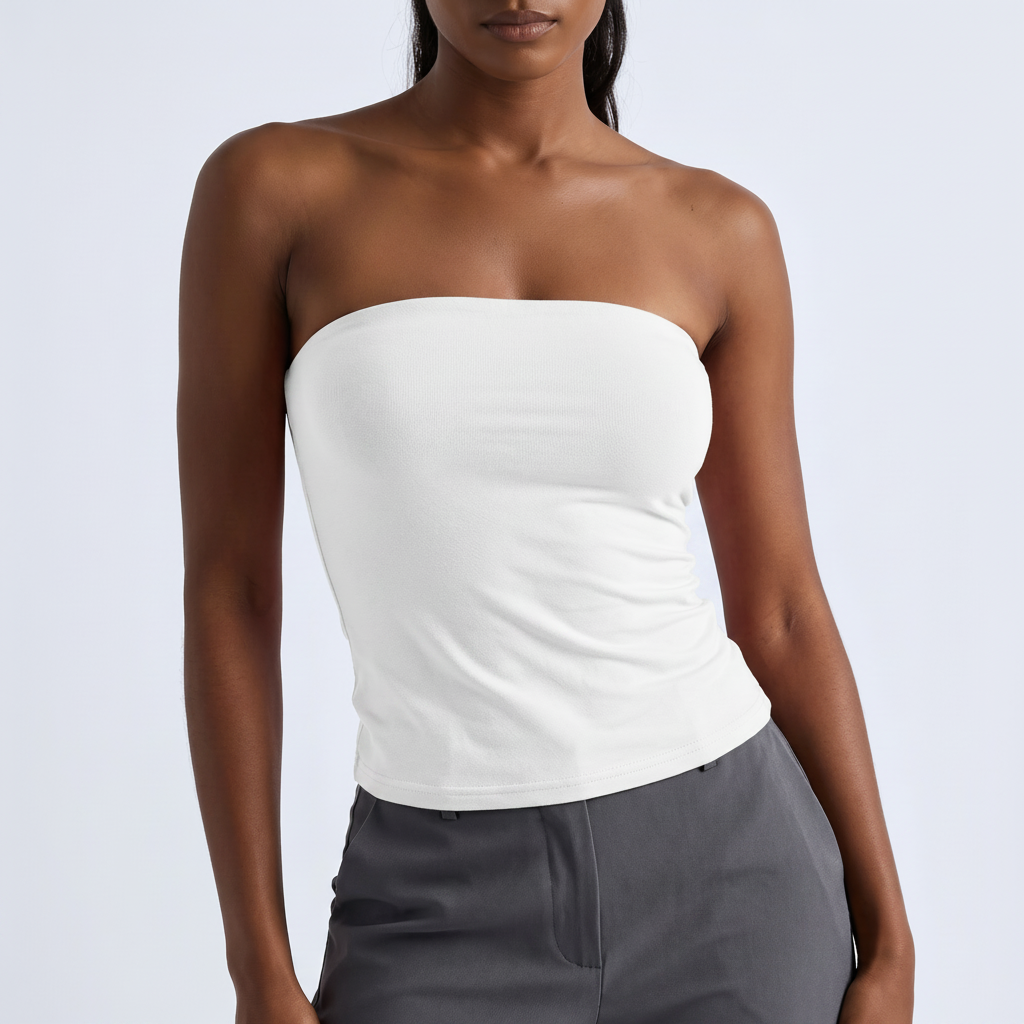 Open-Back Knit Bandeau in White &ndash; image 4 of 6