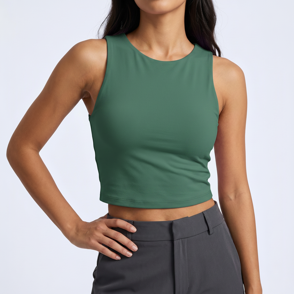 O-Neck Sleeveless Top - Green