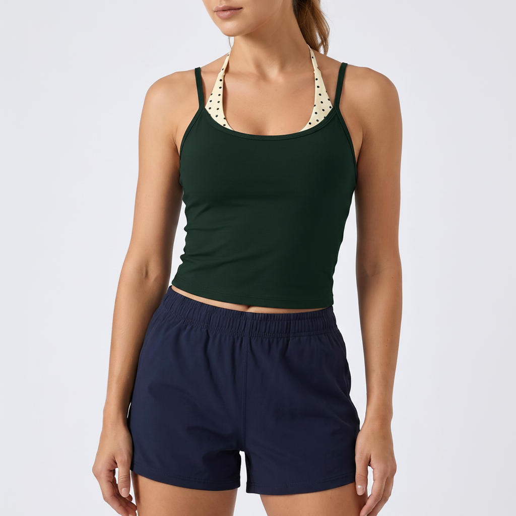 Polka Dot Training Vest in Dark Green &ndash; image 3 of 4