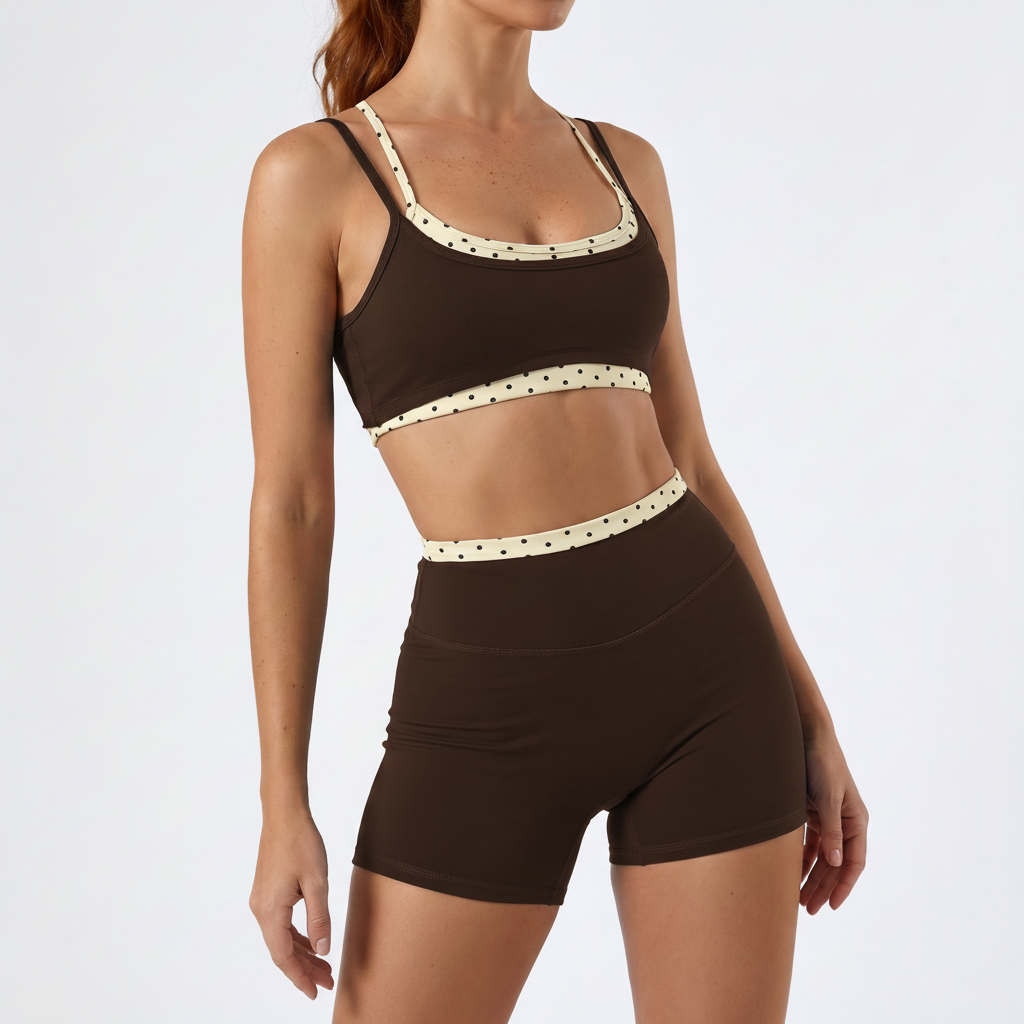 Polka Dot Bra & Shorts Set in Dark Brown &ndash; image 4 of 5