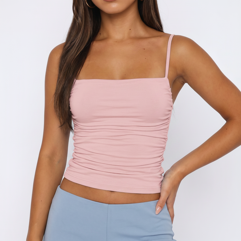 Ruched Backless Cami in Pink &ndash; image 8 of 8