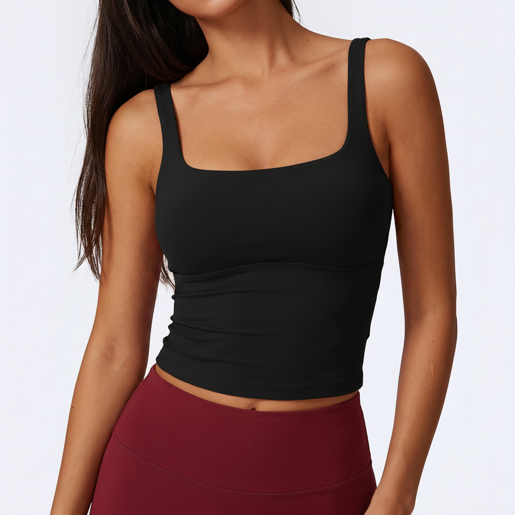 Square Neck Sports Bra in Black &ndash; image 8 of 9