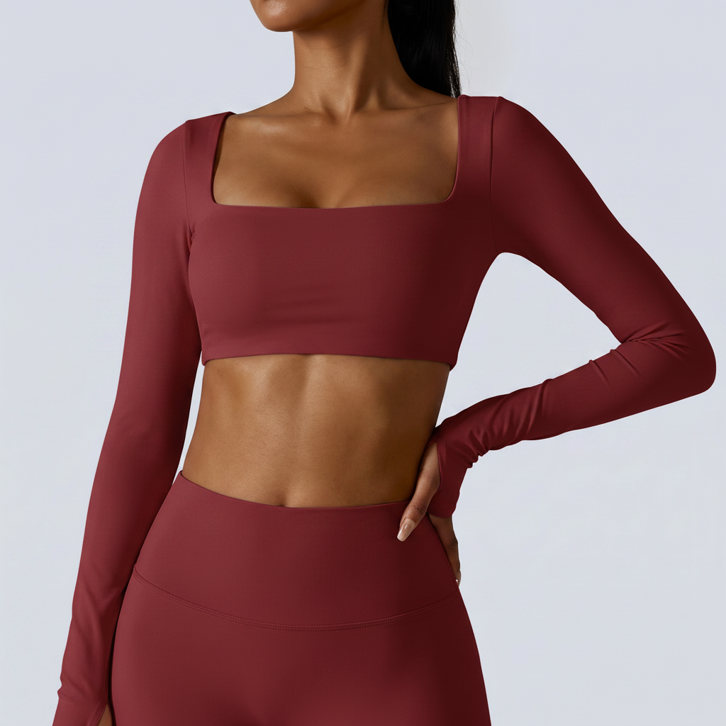 Square Neck Training Top in Wine &ndash; image 6 of 8
