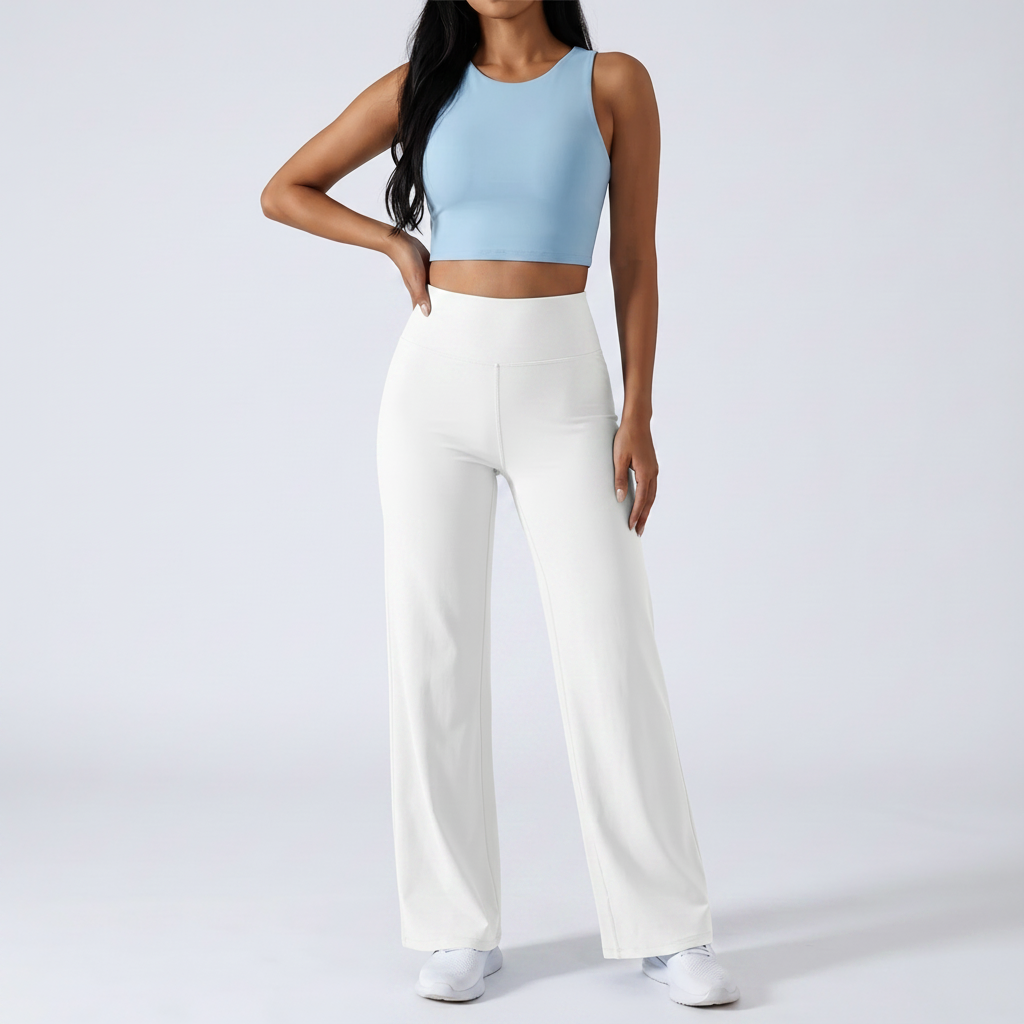 Straight Leg Yoga Trousers in White &ndash; image 6 of 6
