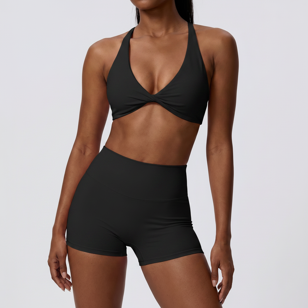 Strappy Bra & Shorts Set in Black &ndash; image 7 of 8