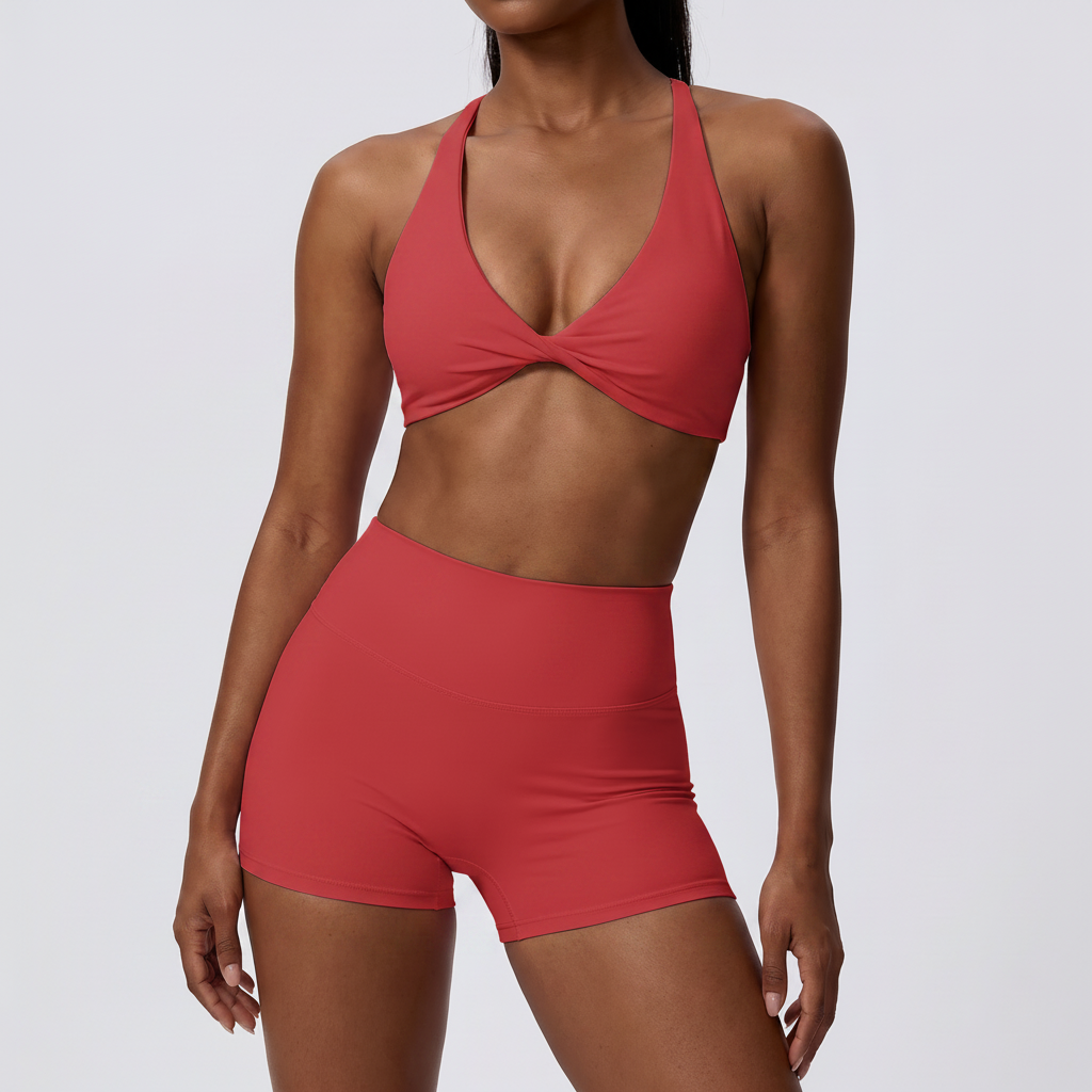 Strappy Bra & Shorts Set in Red &ndash; image 8 of 8
